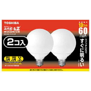 東芝 ネオボールZ　ボール電球60ワットタイプ　2個パック60W形 EFG15EL／13−ZJ／2P＜電球色＞2個パック