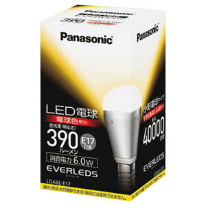 Panasonic LED電球　【電球色相当／E17口金／全光束390lm】　EVERLEDS LDA6LE17