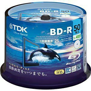 TDK 録画用BD−R（1−4倍速対応／25GB）50枚スピンドルケース BRV25PWB50PA【送料無料】