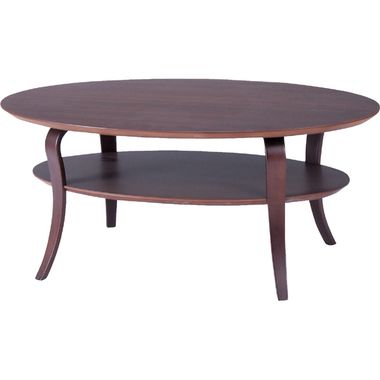 センターテーブル ローテーブル 棚付き 楕円 オーバル ブラウン 茶色 【 木製テーブル …...:r-oom:10040118