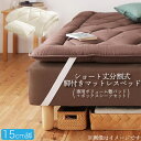 【送料無料】 分割式 コンパクト ショート丈 脚付きマットレスベッド 脚高15cm ポケットコイルマットレス セミダブル ボリューム敷パッド・シーツセット ショート 省スペース ベッド 180cm セミダブルベッド 分割 脚付マットレス 脚付きマットレスベッド 小さめ 500042070
