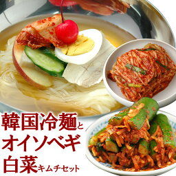 <strong>韓国冷麺</strong>8食と白菜キムチ300g、オイソベギ4切れセット 楽天グルメ大賞2010、2011連続受賞のプロが選ぶ業務用冷麺（ギフト・中元 歳暮） 韓国 麺 食品 韓国グルメ 韓国料理 お取り寄せ キムチ 国産 クール冷蔵便 送料無料