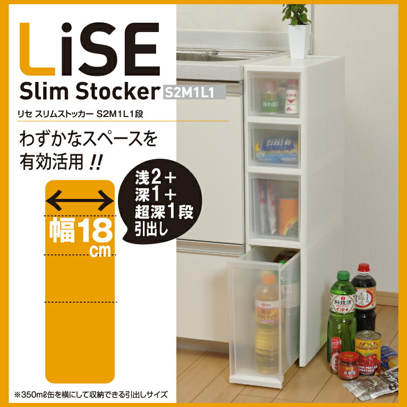 リセスリムストッカー　S2M1L1段タイプ　Lise【キッチン収納 収納ストッカー すき間…...:rack-town:10000808