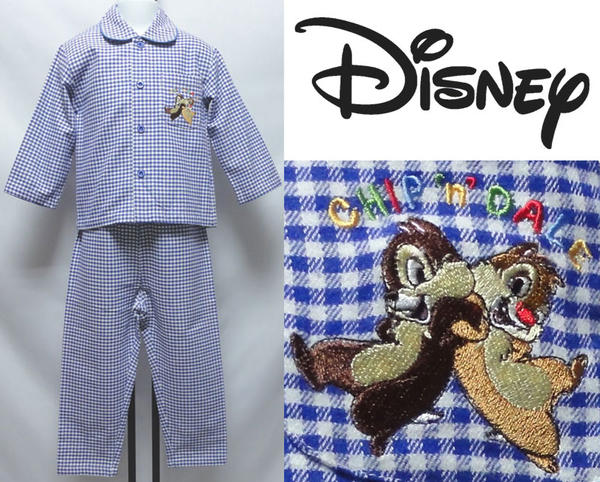 【送料無料】Disneyチップ＆デール前開き（上着）でネル生地チップ＆デールの刺繍がとても可愛いです♪ディズニー秋・冬用子供パジャマ100・110サイズ