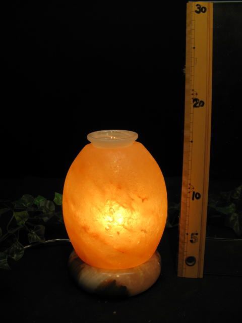 アロマ岩塩ランプ【ソルトランプ】卵型 S24　（ヒマラヤ岩塩仕様　台座：天然石オニキス）