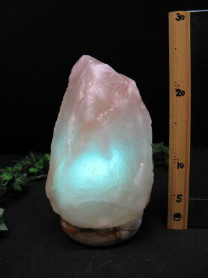 岩塩ランプ【ソルトランプ】　ブルー525　（ヒマラヤ岩塩仕様　台座：天然石オニキス）