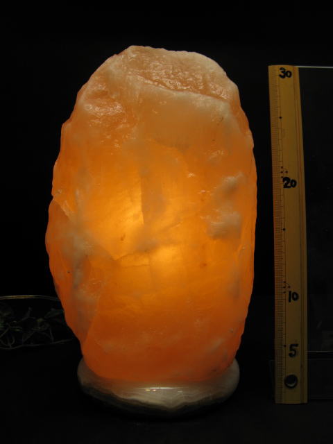 岩塩ランプ【ソルトランプ】LL　1214　（ヒマラヤ岩塩仕様　台座：天然石オニキス）