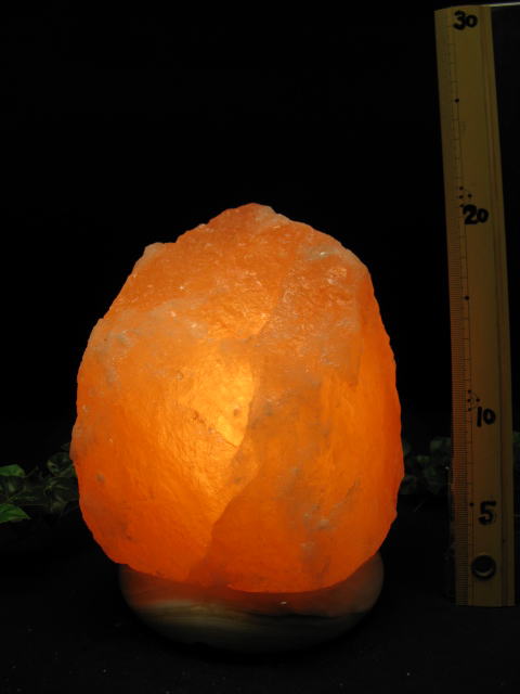 岩塩ランプ【ソルトランプ】HM　3006　（ヒマラヤ岩塩仕様　台座：天然石オニキス）