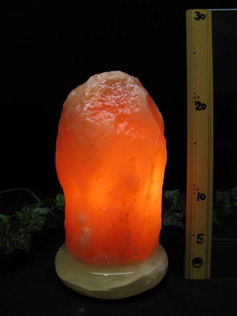 岩塩ランプ【ソルトランプ】 S-09　（ヒマラヤ岩塩仕様　台座：天然石オニキス）