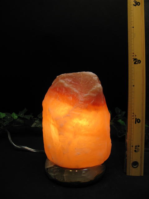 岩塩ランプ【ソルトランプ】SS-12　（ヒマラヤ岩塩仕様　台座：天然石オニキス）