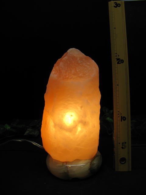 岩塩ランプ【ソルトランプ】SS-14　（ヒマラヤ岩塩仕様　台座：天然石オニキス）