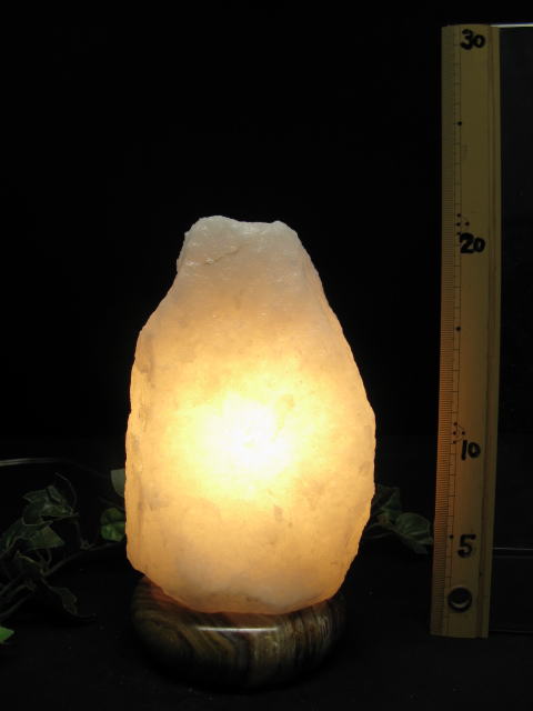 ホワイト岩塩ランプ【ソルトランプ】　904　（ヒマラヤ岩塩仕様　台座：天然石オニキス）