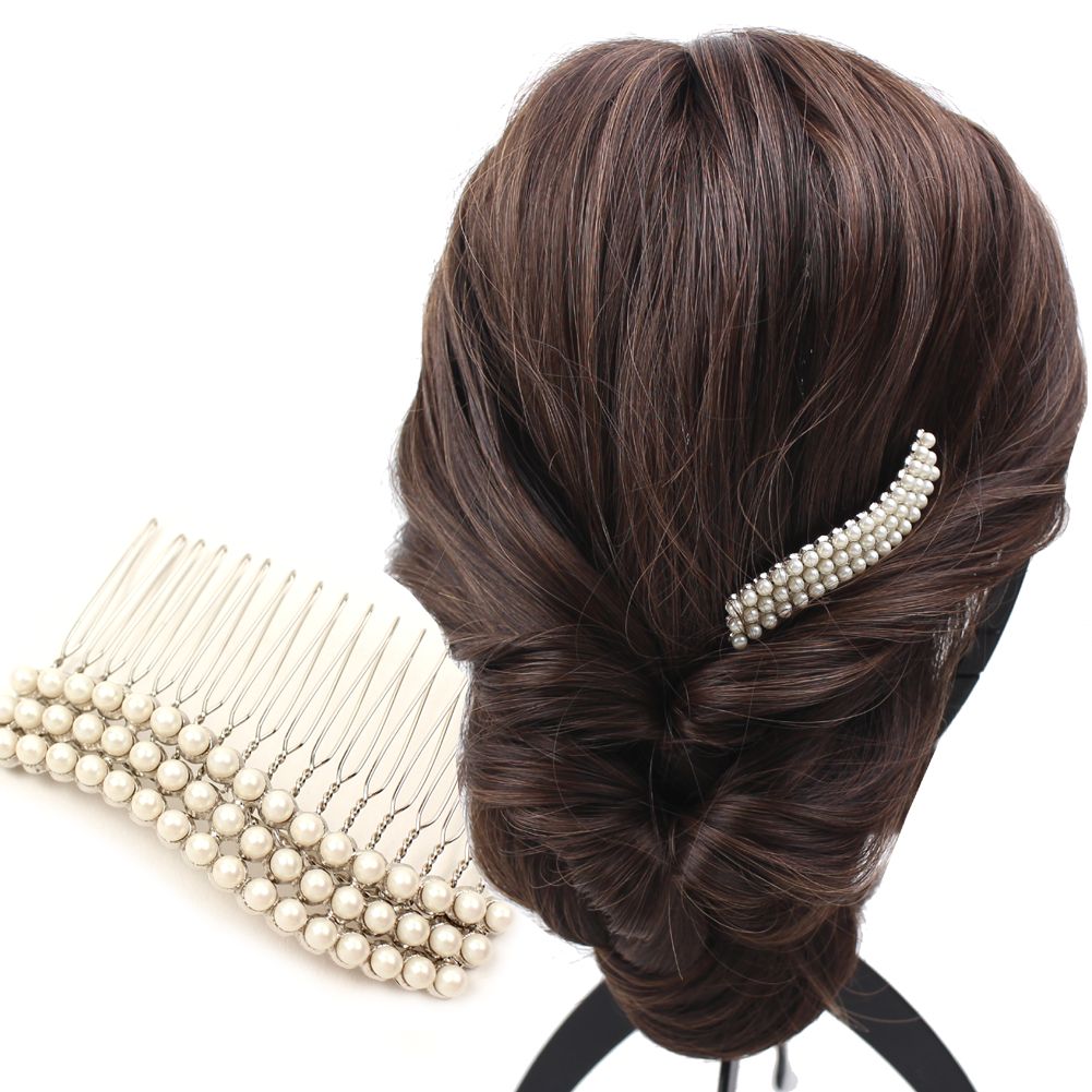 【送料無料】髪飾り 成人式 結婚式 波型3連パールコーム 和装 着物 卒業式 入学式 花しおり ヘアアクセサリー