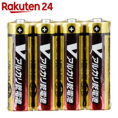OHM Vアルカリ電池単3形 4本パック LR6/S4P/V【楽天24】【あす楽対応】[オ…...:rakuten24:10505717