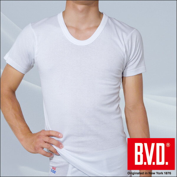 BVD GOLD U首半袖TシャツG014ホワイト/M/L【販売：BVD】【税込3900円以上で送料無料】