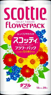 スコッティトイレットペーパー【フラワー】ダブル25m　12ロール【販売：京都のちょっとセレブなお店】【税込3900円以上で送料無料】【HLS_DU】【あす楽対応】