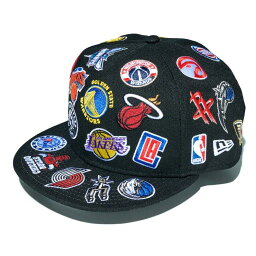 NEW ERA x 楽天別注 NBA ALL OVER LOGO 9FIFTY <strong>キャップ</strong> ブラック / NBA ファングッズ 帽子 送料無料 ニューエラ