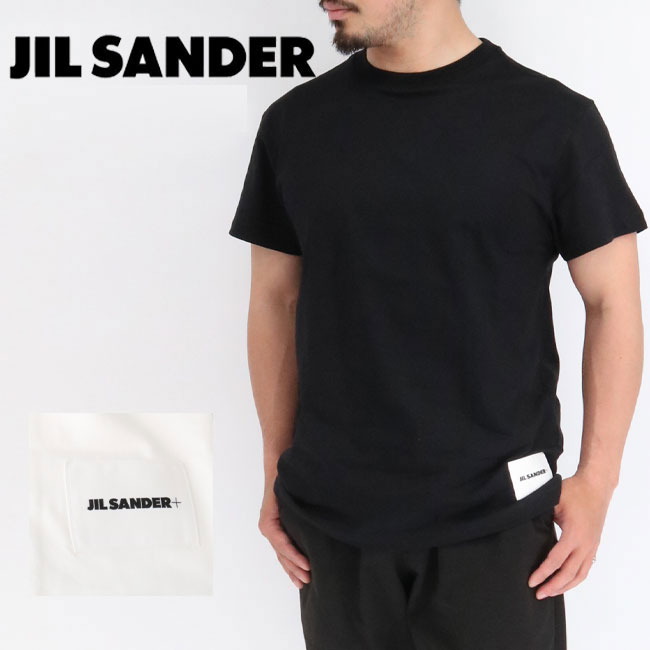 JIL SANDER+ <strong>ジルサンダー</strong>プラス J47GC0001 J45048 ロゴT <strong>メンズ</strong>半袖Tシャツ 1枚単品 オーガニックコットン クルーネック オーバーサイズ ロゴラベル レディース カットソー