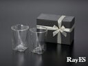 [ギフト用]　 RayES/レイエス ダブルウォールグラス RDS-002 300ml[2個入り・ラッピング・カード付]　デザイン耐熱二重ガラス/誕生日祝い 結婚祝い 内祝 祝い 新築 退職 還暦 引き出物 プレゼント ギフト 父の日 おすすめ きっと喜ばれる。保冷、保温、結露しにくい、おしゃれなスクエアデザイン二重グラス。ラッピング・メッセージカード付。