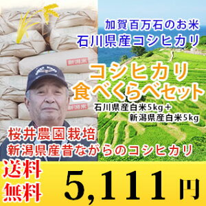 【あす楽対応☆29年産】 コシヒカリ 食べ比べセット 新潟県産 5kg ＋ 石川県産 5kg ⇒10kg 検査1等 【あす楽_土曜営業】 【送料無料】 北海道、九州、沖縄、中国.四国、その他一部地域を除く 【精米無料】