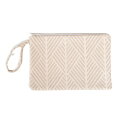インド綿 クラッチバッグ 【38×27×8cm ホワイト】 洗える 縁:綿100% ポケット付き 『クラック』 〔タブレット ノートPC〕【代引不可】