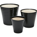 陶器植木鉢3点セット 黒 台所 日用品 収納 DIY用品 園芸用品 UH10/3MBK(代引不可)