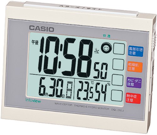 カシオ 温度・湿度計付き 生活環境お知らせ電波クロック DQL-210J-7JF【ポイント…...:rcmd:29989692