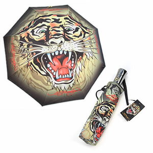 エドハーディー Ed Hardy ワンタッチ オート 折りたたみ傘 アンブレラ タイガー イエロー 晴雨兼用 AUTO OPEN AUTO CLOSE 50202 TIGER