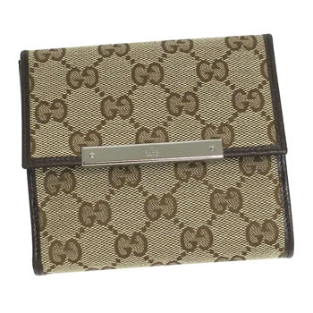 y22OFFzyzOb` GUCCI z WzbN 112664 WALLET-FLAP FRENCH METAL BAR BEIGE/EBONY-..