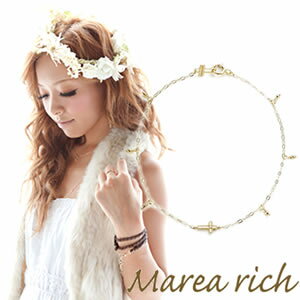 マレアリッチ Marea rich K10 クロスモチーフブレスレット ゴールド×ダイヤモンド 10KJ-04【Aug08P3】