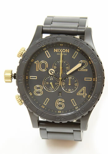 ニクソン NIXON THE 51-30 CHRONO（フィフティーワンサーティー・クロノ） 注目☆つや消しマットブラックにゴールドの差し色が映えるモテ系ウオッチ【ブラック系】【300m防水】【クロノグラフ】 A083-1041