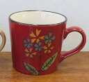 ミニマグカップ 光沢がキレイな花柄マグカップ レッド マグカップ 花柄 陶器 コーヒーカップ 食器【RCP】