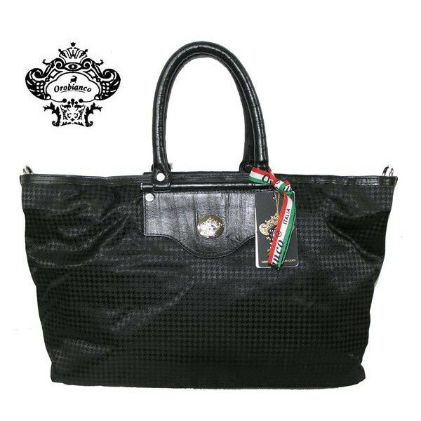 2012年モデル OROBIANCO オロビアンコ トートバッグ VILLENOIR OB-B 千鳥格子 NERO/NERO 7027194【送料無料】【Aug08P3】