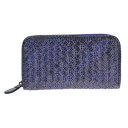ボッテガヴェネタ BOTTEGA VENETA イントレチャート パイソン柄 ラウンドファスナー長財布 ラムレザー サファイアブルー 114076-VT202 4223