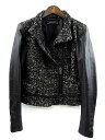 ザラ ZARA ライダース ジャケット フェイクレザー ツイード 黒 ブラック M レディース 【中古】【ベクトル 古着】 170215 古着 買取&販売 ベクトルイズム