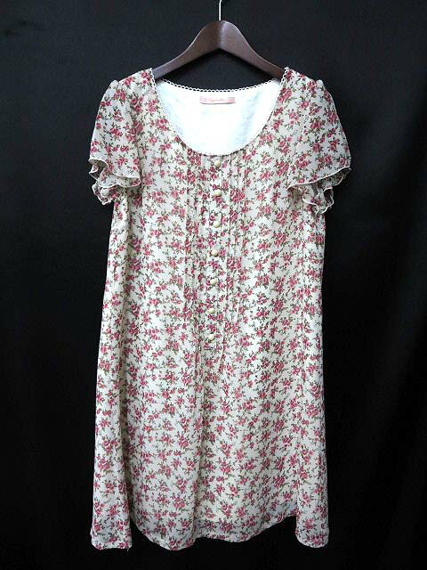 Azalea Rose アザレアローズ 花柄 ピンタック 半袖 フレア ミニ ワンピース 38 ピンク系 レディース 【中古】【ベクトル 古着】 180606 古着 買取&販売 ベクトルイズム