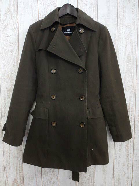 【VIVA YOU／ビバユー】 ライナーつき コットン ダブル トレンチ コート/2 カーキ #A34 レディース 【ベクトル 古着】【中古】 150115