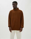 プルアンドベアー メンズ カーディガン アウター Pull&Bear ribbed roll neck sweater in brown Brown
