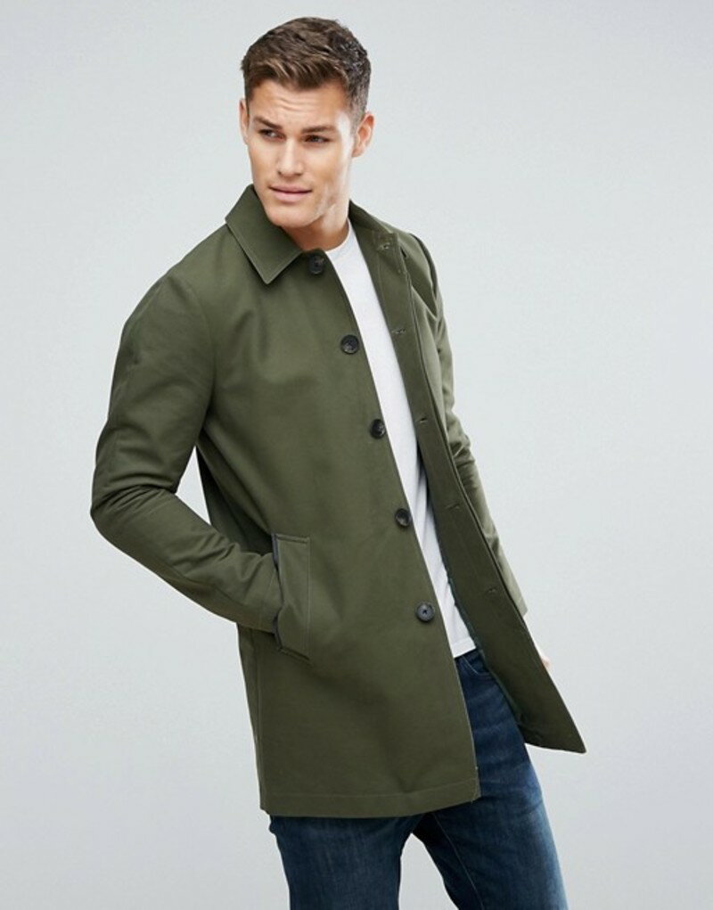 エイソス メンズ コート アウター ASOS DESIGN hooded trench coat with shower resistance in green Green