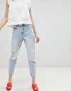 ヴェロモーダ レディース デニムパンツ ボトムス Vero Moda Distressed Mom Jeans Light blue denim