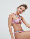 ベルシュカ レディース トップのみ 水着 Bershka halter and frill bikini top in bright floral print Multi