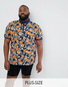 デューク メンズ ポロシャツ トップス Duke King Size Polo In Tropical Print Navy
