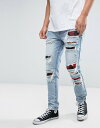 ケイラーアンドサン メンズ デニムパンツ ボトムス Cayler & Sons Skinny Jeans In Blue With Extreme Distressing Blue