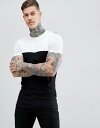 エイソス メンズ Tシャツ トップス ASOS DESIGN longline muscle fit t-shirt with contrast yoke Black/ white