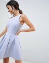 エイソス レディース ワンピース トップス ASOS DESIGN structured scuba open back mini skater dress Blue