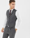 エイソス メンズ タンクトップ トップス ASOS DESIGN slim suit vest in 100% wool Harris Tweed in monochrome Black
