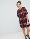 プルアンドベアー レディース ワンピース トップス Pull&Bear Check Tunic Dress Red
