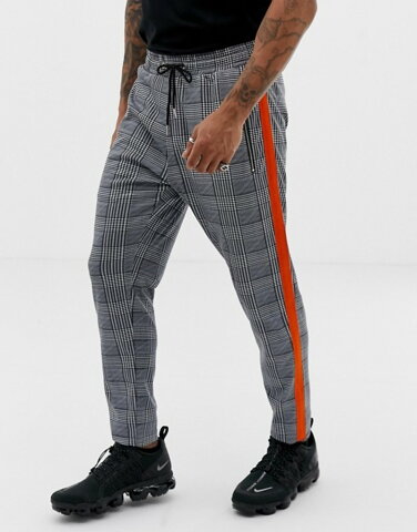 リキュールアンドポーカー メンズ カジュアルパンツ ボトムス Liquor N Poker pants with heritage print and side stripe in gray Grey
