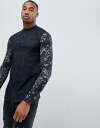 シックシルク メンズ シャツ トップス SikSilk shirt in black with contrast sleeves Black