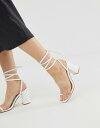 パブリックデザイア レディース ヒール シューズ Public Desire Mia white clear detail ankle tie heeled sandals White pu